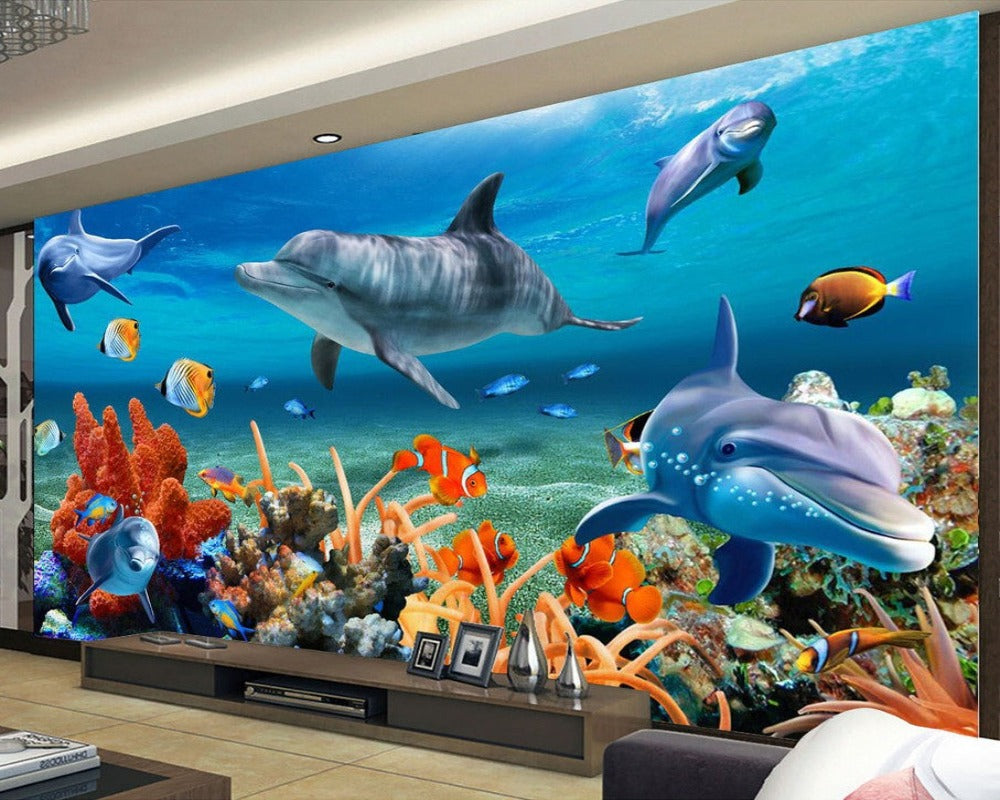 3D Wallpaper Dolphin Aquarium